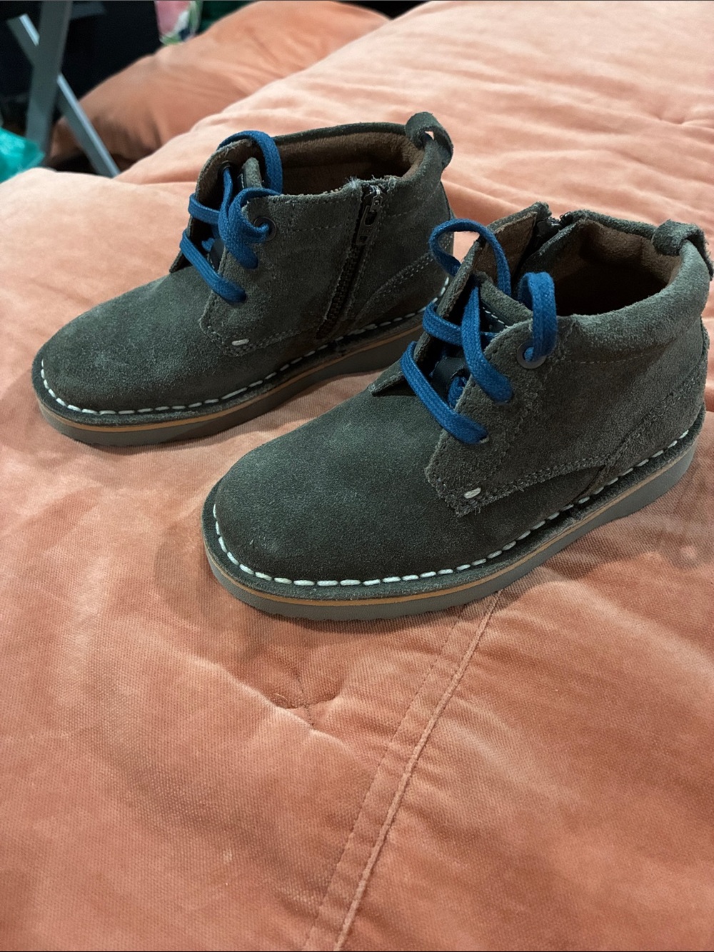 NEW kids boys toddler Florsheim gray leather suede boots size 10
